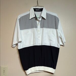 Vintage Alan Stuart Black and White Casual Button Down Shirt
